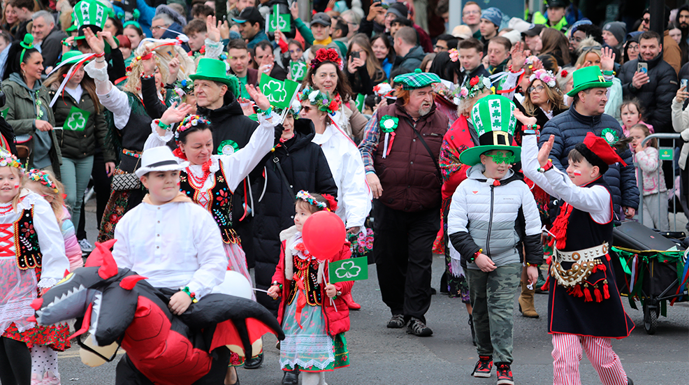 A dazzling display of costume, music, dance and theatrical performances took place at Belfast annual Saint Patrick's Day parade in Belfast, Ireland